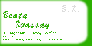 beata kvassay business card